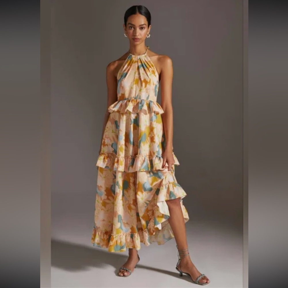 Anthropologie Tiered Ruffles Maxi Dress